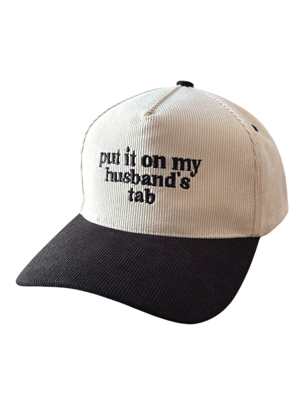 Embroidered Two-Tone Baseball Cap — Cream & Black